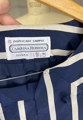 la boudoir miami vintage 90s carolina herrara navy blue and white stripe couture skirt set (9)