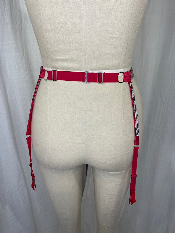 la boudoir miami vintage inspired red satin rhinestone garter belt victorias secret (2)
