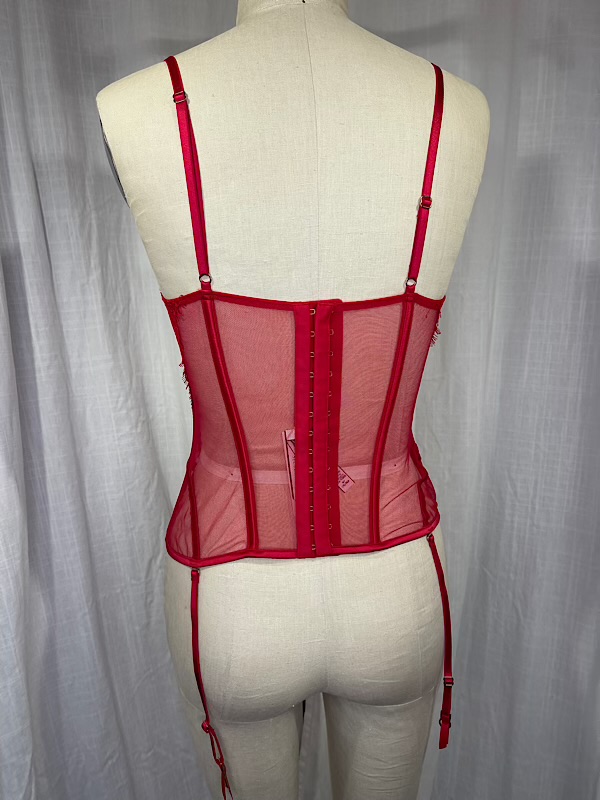 la boudoir miami vintage inspired victorias secret red lace bustier with garters (2)
