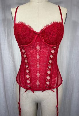 la boudoir miami vintage inspired victorias secret red lace bustier with garters (2)