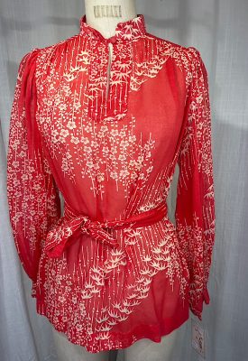 la boudoir miami vintage 70s red bamboo print blouse (2)