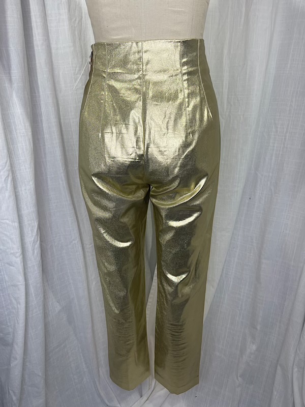 la boudoir miami vintage 70s gold lame high waist cigarette pants (2)