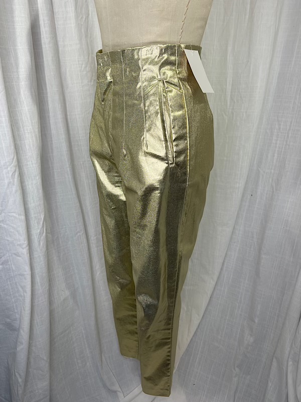 la boudoir miami vintage 70s gold lame high waist cigarette pants (2)