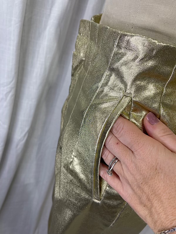 la boudoir miami vintage 70s gold lame high waist cigarette pants (2)