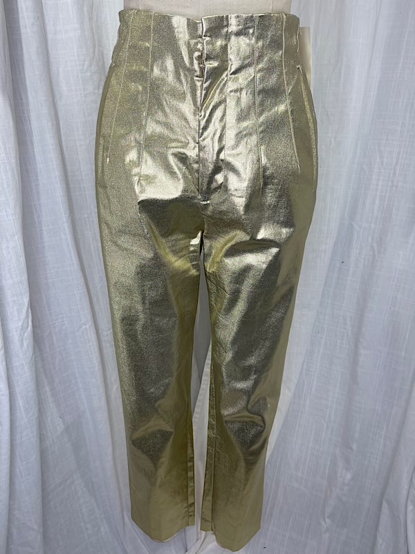 la boudoir miami vintage 70s gold lame high waist cigarette pants (2)