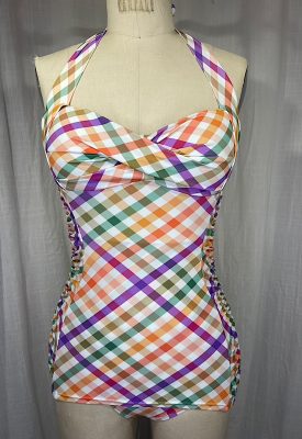 la boudoir miami vintage inspired 50s gingham print one-piece pin-up bathing suit unique vintage swim (3)