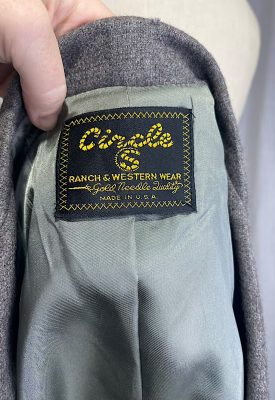 la boudoir miami vintage 1970s grey and green suede westerb blazer (2)