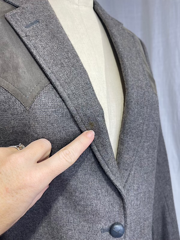 la boudoir miami vintage 1970s grey and green suede westerb blazer (2)