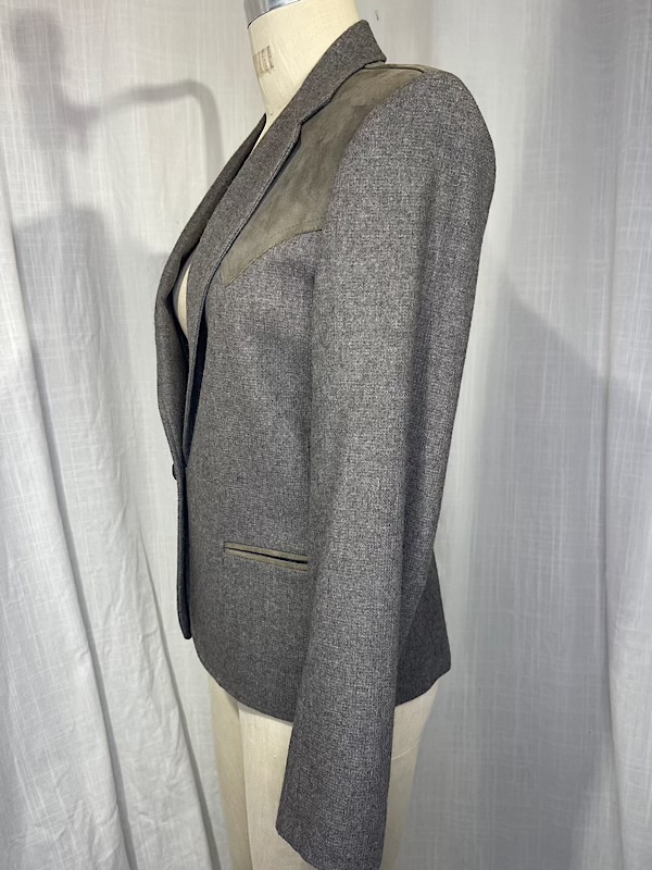 la boudoir miami vintage 1970s grey and green suede westerb blazer (2)