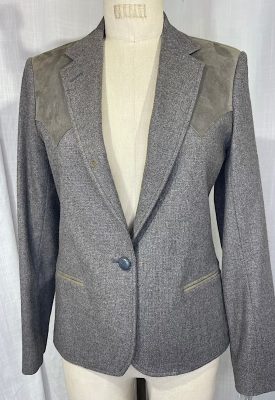 la boudoir miami vintage 1970s grey and green suede westerb blazer (2)