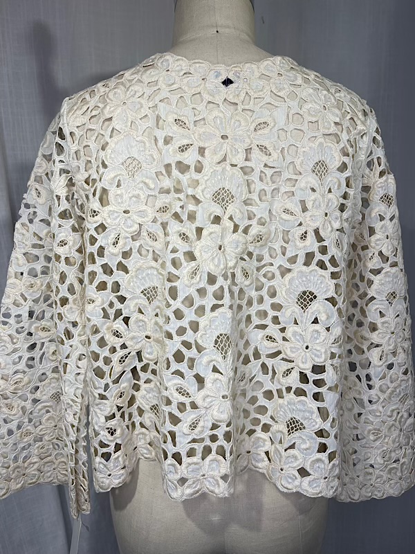 la boudoir miami vintage 1960s beige floral embroidered lace jacket (2)