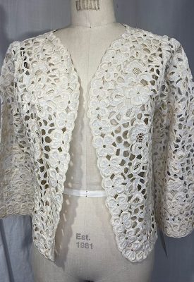 la boudoir miami vintage 1960s beige floral embroidered lace jacket (2)