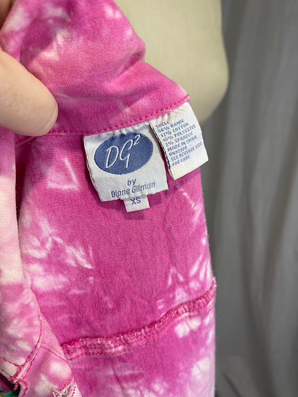 la boudoir miami vintage y2k pink and white tie dye denim jacket with floral embroidery (2)