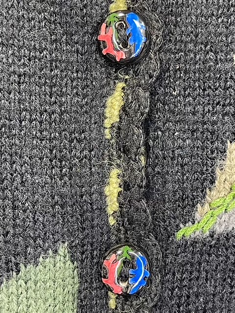 la boudoir miami vintage 90s black floral knit embroidered handmade alpaca sweater peru (2)