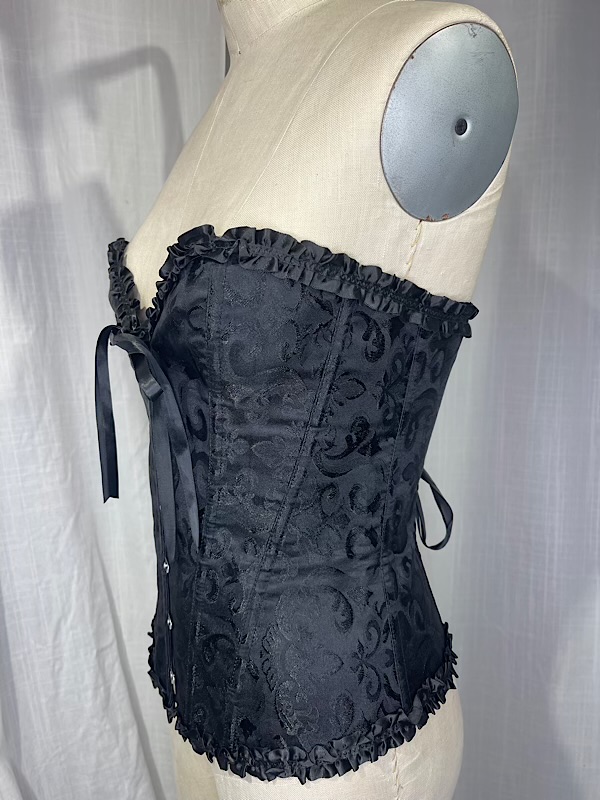 la boudoir miami vintage inspired black brocade lace-up corset (1)