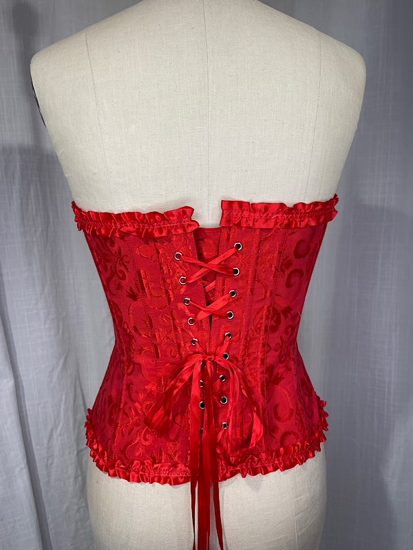 la boudoir miami vintage inspired red brocade lace-up corset (1)