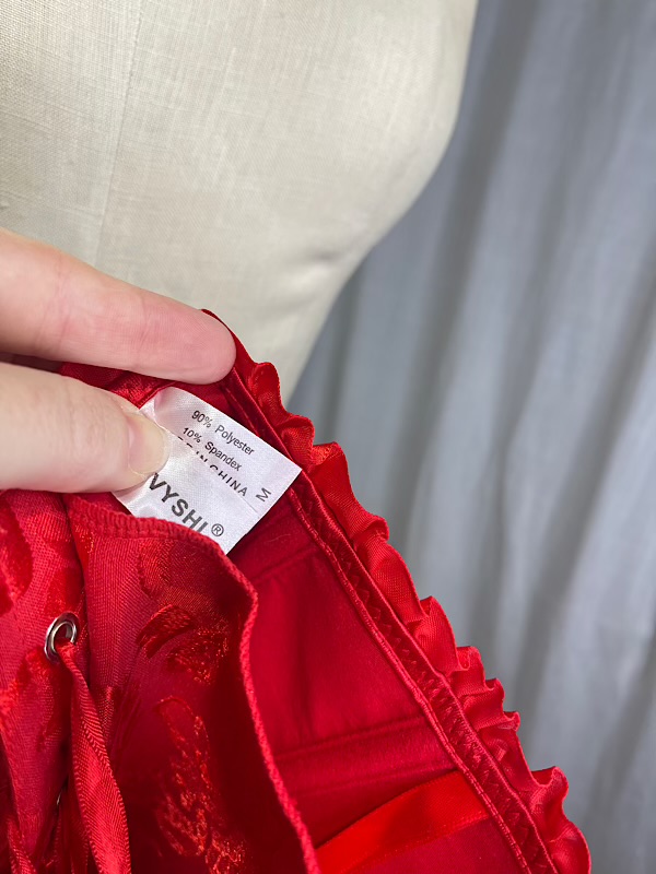 la boudoir miami vintage inspired red brocade lace-up corset (1)