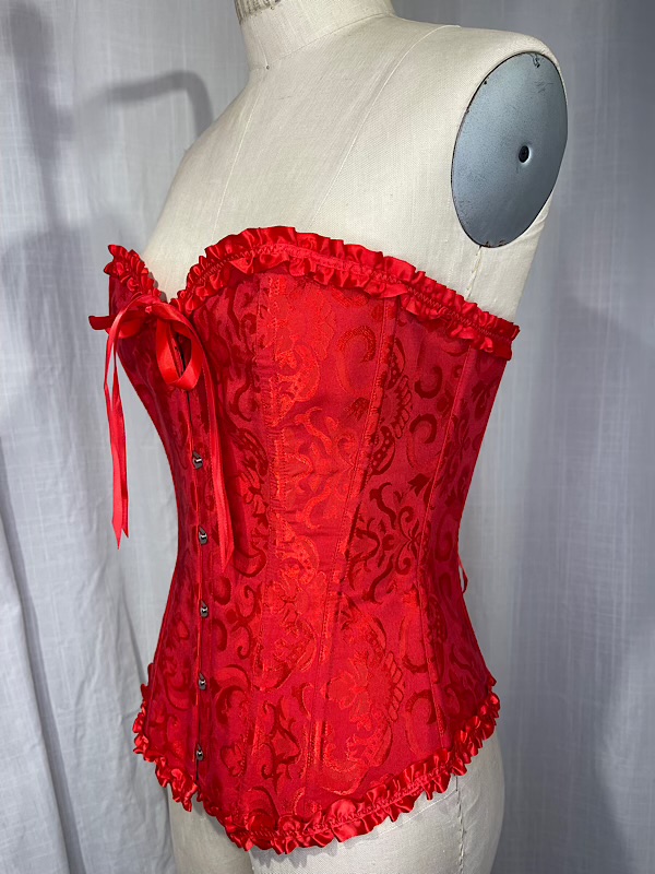 la boudoir miami vintage inspired red brocade lace-up corset (1)