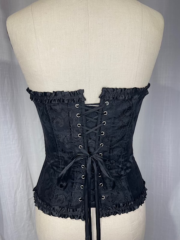 la boudoir miami vintage inspired black brocade lace-up corset (1)