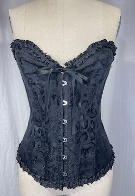 la boudoir miami vintage inspired black brocade lace-up corset (1)