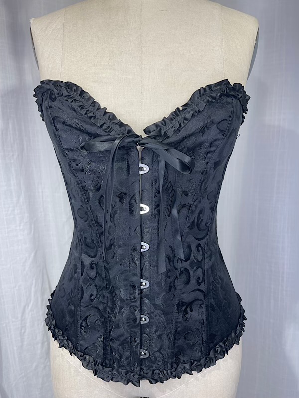 la boudoir miami vintage inspired black brocade lace-up corset (1)