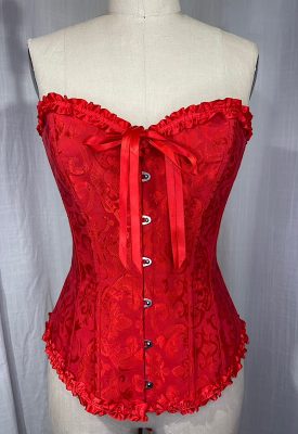 la boudoir miami vintage inspired red brocade lace-up corset (1)