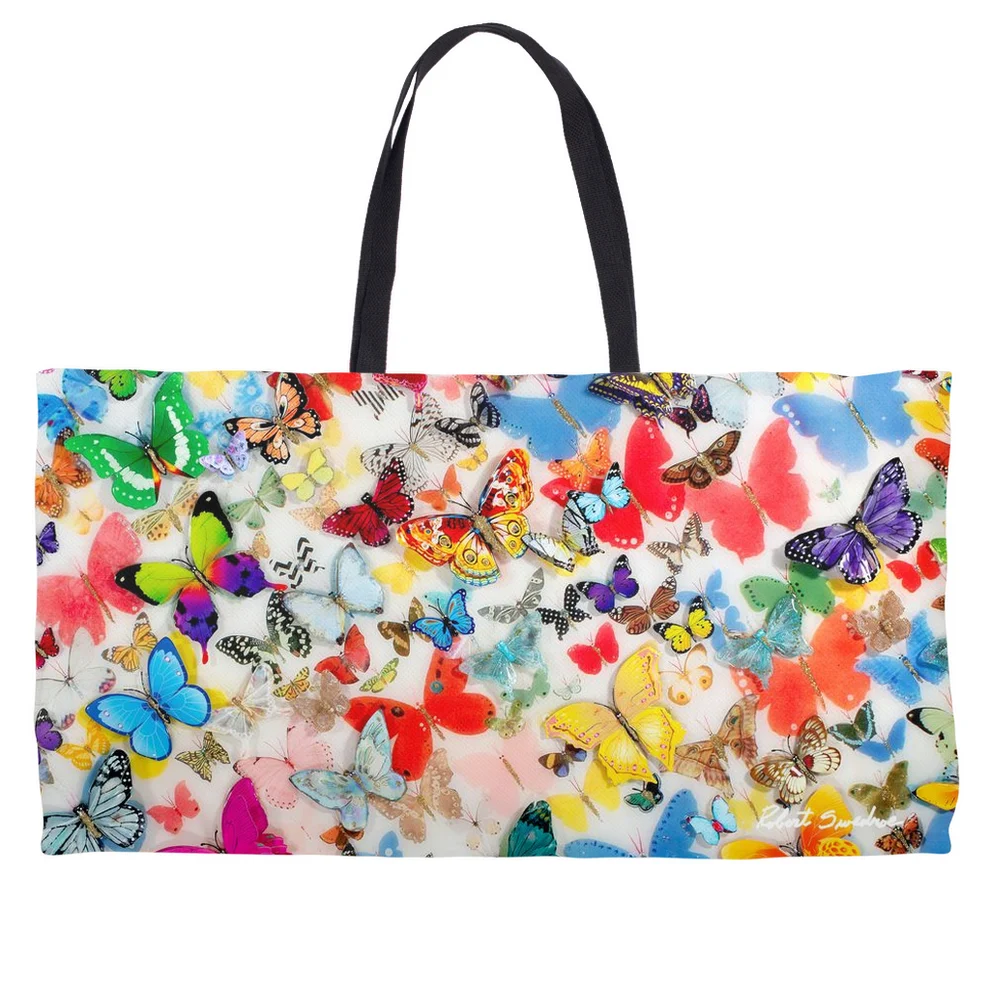 Butterflies of the World Weekender Tote Black Web Handle by Robert M. Swedroe